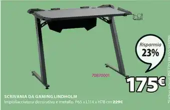 JYSK Scrivania gaming lindholm con led nero offerta