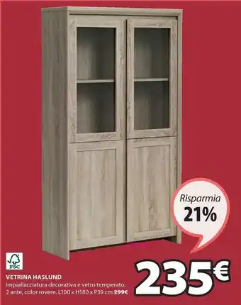 JYSK Vetrina haslund 2 ante rovere offerta