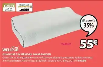 JYSK Wellpur cuscino in memory foam fongen offerta