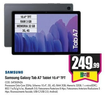 Wellcome Galaxy tab a7 tablet, display 10.4" tft, 32gb espandibili fino a 1tb, ram 3gb, batteria 7.040 mah, lte, android 10, fotocamer offerta