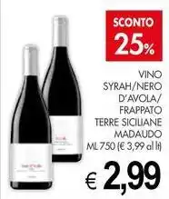PrestoFresco Vino syrah/nero d'avola/ frappato terre siciliane MADAUDO offerta