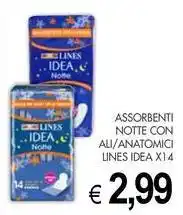PrestoFresco Assorbenti notte con ali/anatomici LINES IDEA X14 offerta