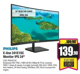 Wellcome E-line 241e1sc monitor ips 24 offerta