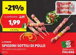 ALDI Il podere spiedini sottili di pollo offerta
