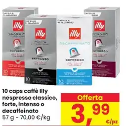 Despar 10 caps caffè Illy nespresso classico, forte, intenso o decaffeinato offerta