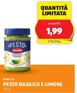 ALDI Barilla pesto basilico e limone offerta