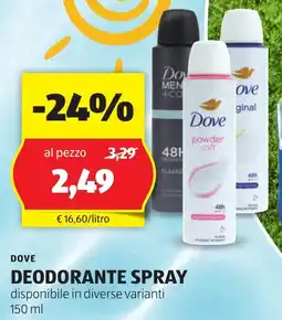 ALDI Dove deodorante spray offerta