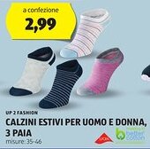 ALDI Up 2 fashion calzini estivi per uomo e donna, 3 paia offerta