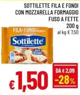 A&O Sottilette fila e fondi con mozzarella formaggio fuso a fette offerta