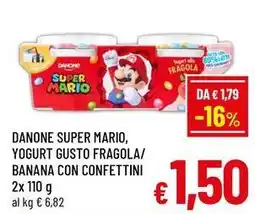 A&O Danone super mario, yogurt gusto fragola/ banana con confettini offerta