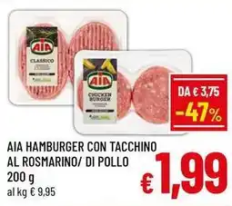 A&O Aia hamburger con tacchino al rosmarino/ di pollo offerta