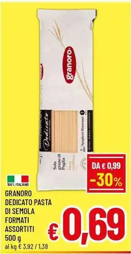 A&O Granoro dedicato pasta di semola formati assortiti offerta