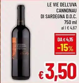 A&O Le vie dell'uva cannonau di sardegna D.O.C. offerta