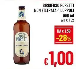 A&O Birrificio poretti non filtrata 4 luppoli offerta