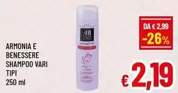 A&O Armonia e benessere shampoo vari tipi offerta