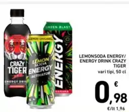 Spazio Conad Lemonsoda energy/ energy drink crazy TIGER offerta