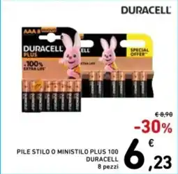 Spazio Conad Pile stilo o ministilo plus 100 DURACELL offerta