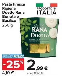 Carrefour Express Pasta Fresca Ripiena Duetto Rana Burrata e Basilico offerta