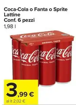 Carrefour Express Coca-Cola o Fanta o Sprite Lattine offerta