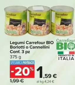Carrefour Express Legumi Carrefour BIO Borlotti o Cannellini offerta