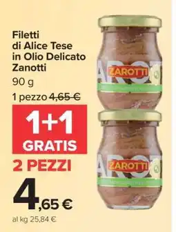 Carrefour Filetti di Alice Tese in Olio Delicato Zanotti offerta
