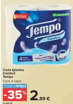Carrefour CARTA IGIENICA COMFORT TEMPO offerta