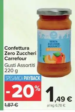 Carrefour Confettura Zero Zuccheri Carrefour offerta