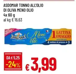 Famila ASDOMAR TONNO ALL'OLIO DI OLIVA MENO OLIO offerta