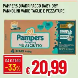 Famila PAMPERS QUADRIPACCO BABY-DRY PANNOLINI VARIE TAGLIE E PEZZATURE offerta