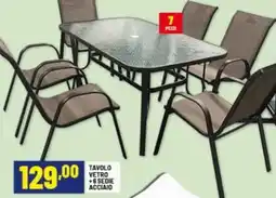 Risparmio Casa Tavolo vetro +6 sedie acciaio offerta