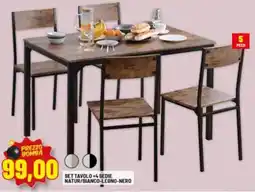Risparmio Casa Set tavolo +4 sedie natur/bianco-legno-nero offerta