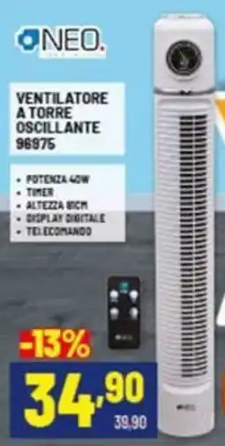 Risparmio Casa Ventilatore atorre oscillante offerta
