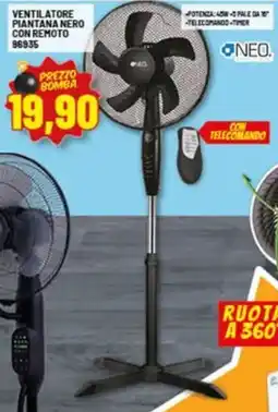 Risparmio Casa Ventilatore piantana nero con remoto offerta