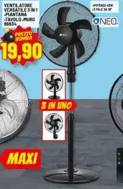 Risparmio Casa Ventilatore versatile 3 in 1 -piantana -tavolo-muro offerta