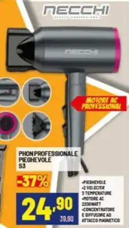 Risparmio Casa Necchi phon professionale pieghevole S3 offerta