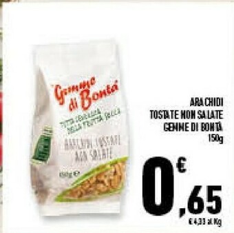 Conad Superstore Gemme di bonta arachidi tostate non salate 150 g offerta