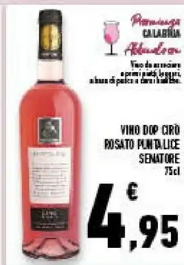 Conad Superstore Senatore vino dop ciro rosato puntalice 75 cl offerta