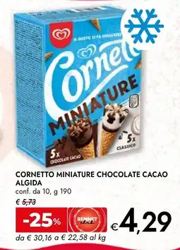 Bennet Cornetto miniature chocolate cacao ALGIDA offerta