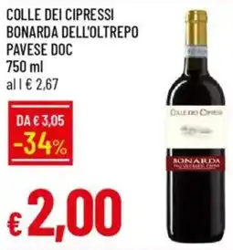 IperFamila Colle dei cipressi bonarda dell'oltrepo pavese DOC offerta