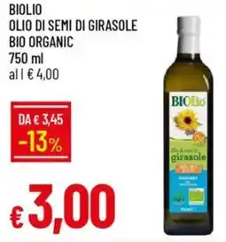 IperFamila Biolio olio di semi di girasole bio organic offerta