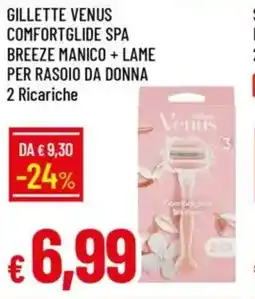 IperFamila Gillette venus comfortglide spa breeze manico + lame per rasoio da donna offerta