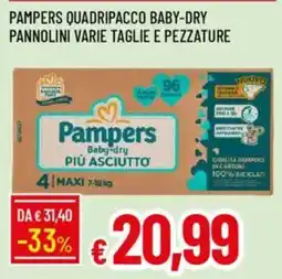 IperFamila Pampers quadripacco baby-dry pannolini varie taglie e pezzature offerta
