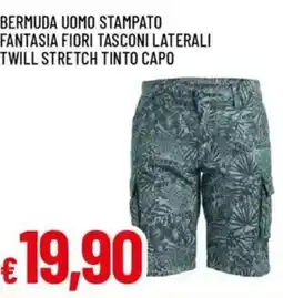 IperFamila Bermuda uomo stampato fantasia fiori tasconi laterali twill stretch tinto capo offerta