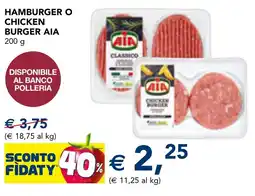 Esselunga Hamburger o chicken burger AIA offerta