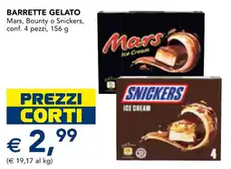 Esselunga BARRETTE GELATO Mars, Bounty o Snickers offerta