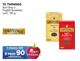 Esselunga TE TWININGS Earl Grey o English Breakfast offerta