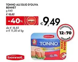 Bennet Tonno all'olio d'oliva BENNET offerta