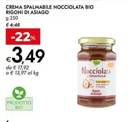 Bennet Crema spalmabile nocciolata bio RIGONI DI ASIAGO offerta