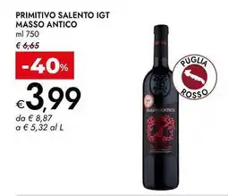 Bennet Primitivo salento igt MASSO ANTICO offerta