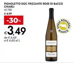 Bennet Pignoletto doc frizzante rose di bacco chiarli offerta
